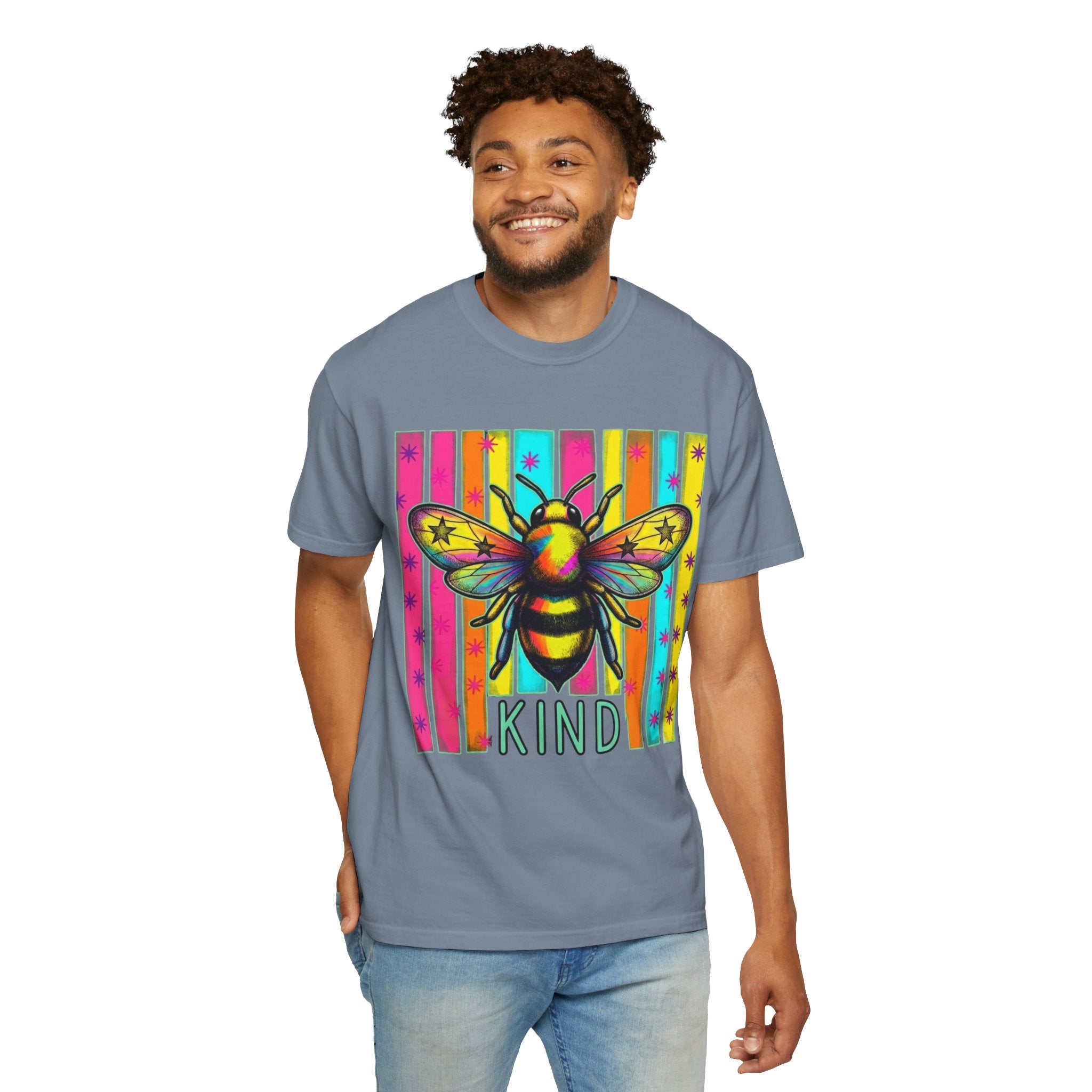 Bee Kind T Shirt Colorful Retro Striped Graphic Tee
