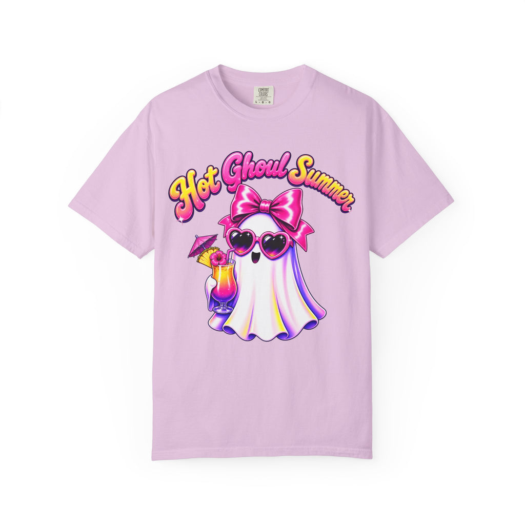 Hot Ghoul Summer T Shirt Cute Retro Ghost Tee with Sunglasses and Cocktail