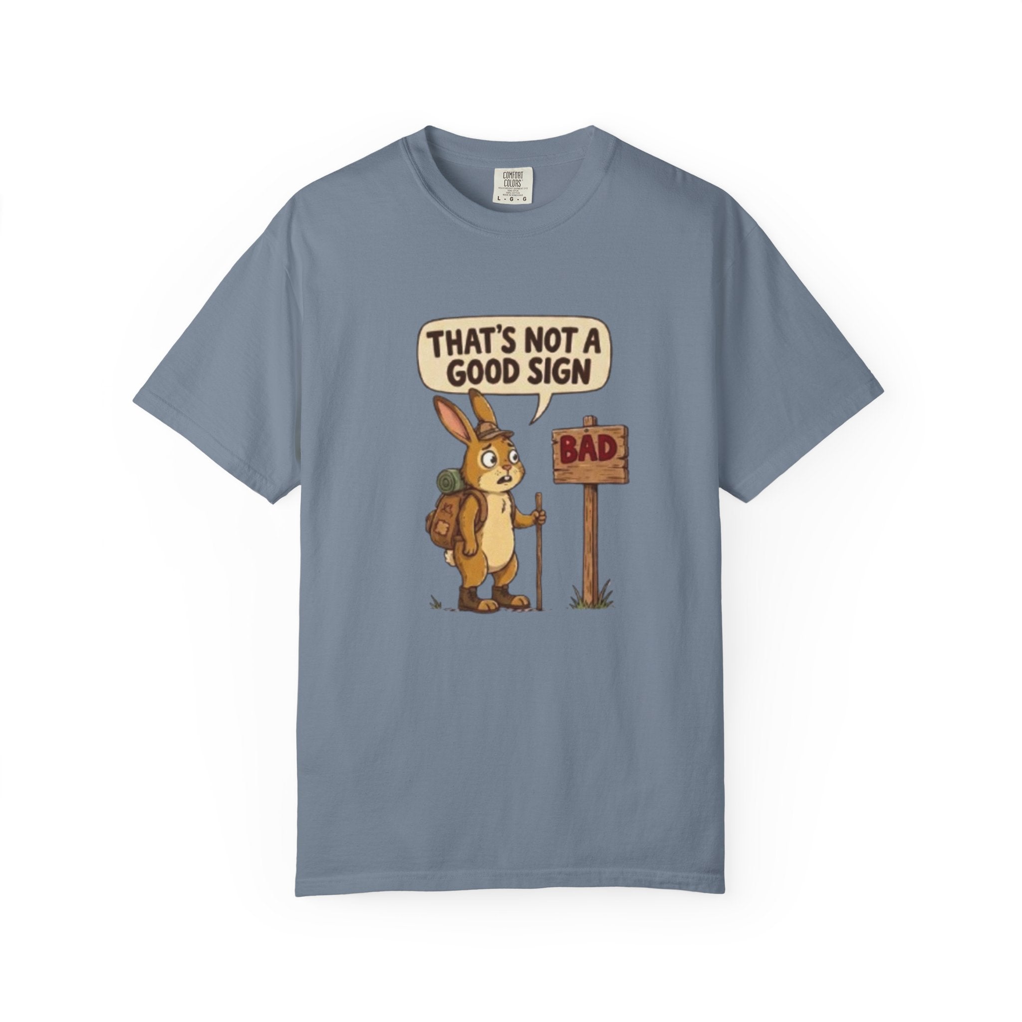 Funny Rabbit T Shirt That’s Not a Good Sign Hiking Bunny Graphic Tee