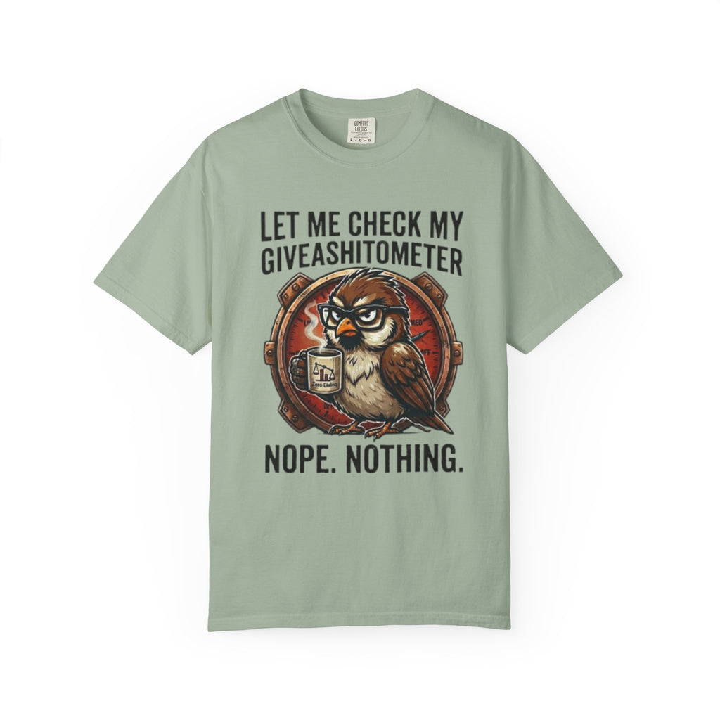 Let Me Check My Giveashitometer TShirt Funny Owl Graphic Tee