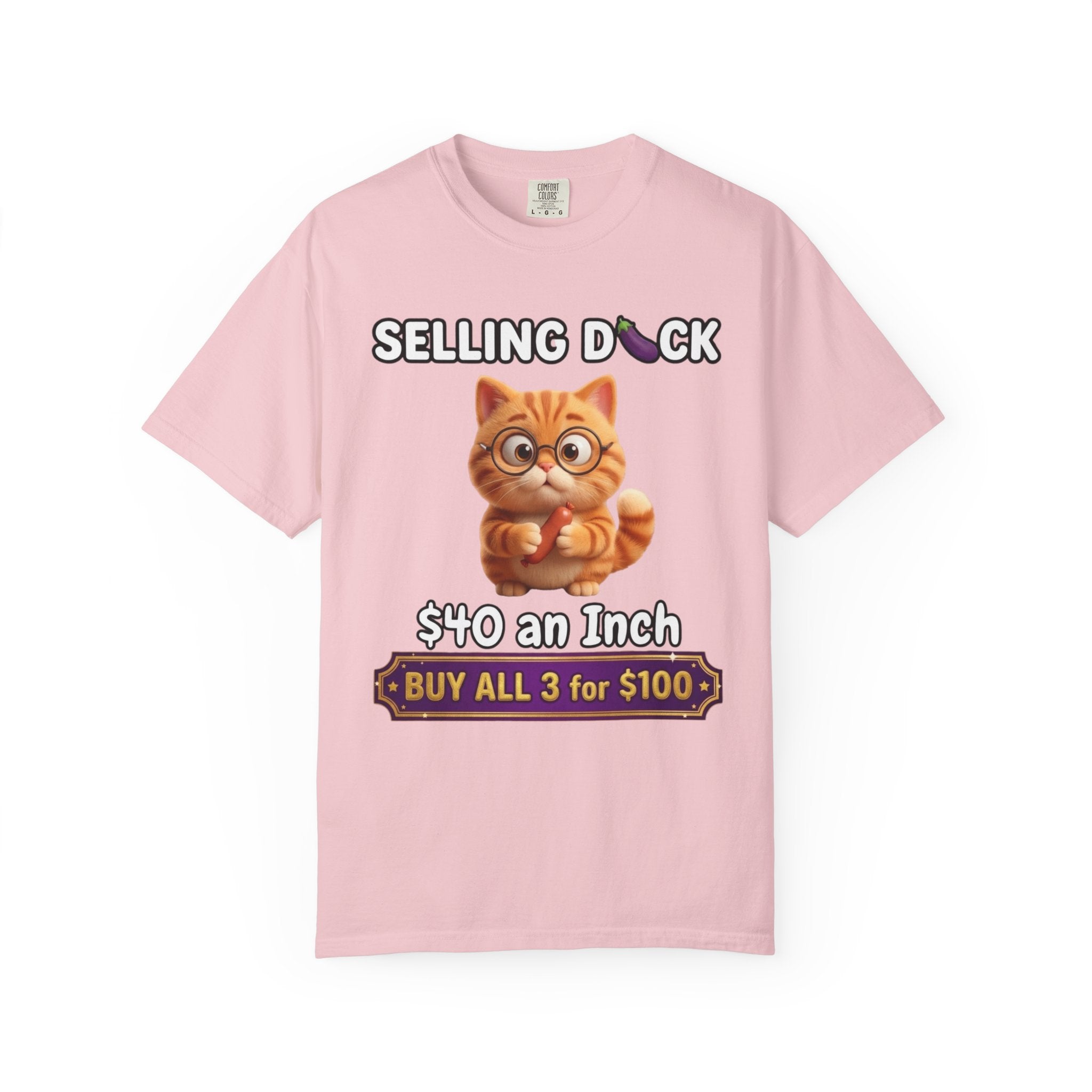 Funny Cat Graphic T-Shirt  Selling D ck Novelty Tee with Cute Kitten 40 an Inch Slogan
