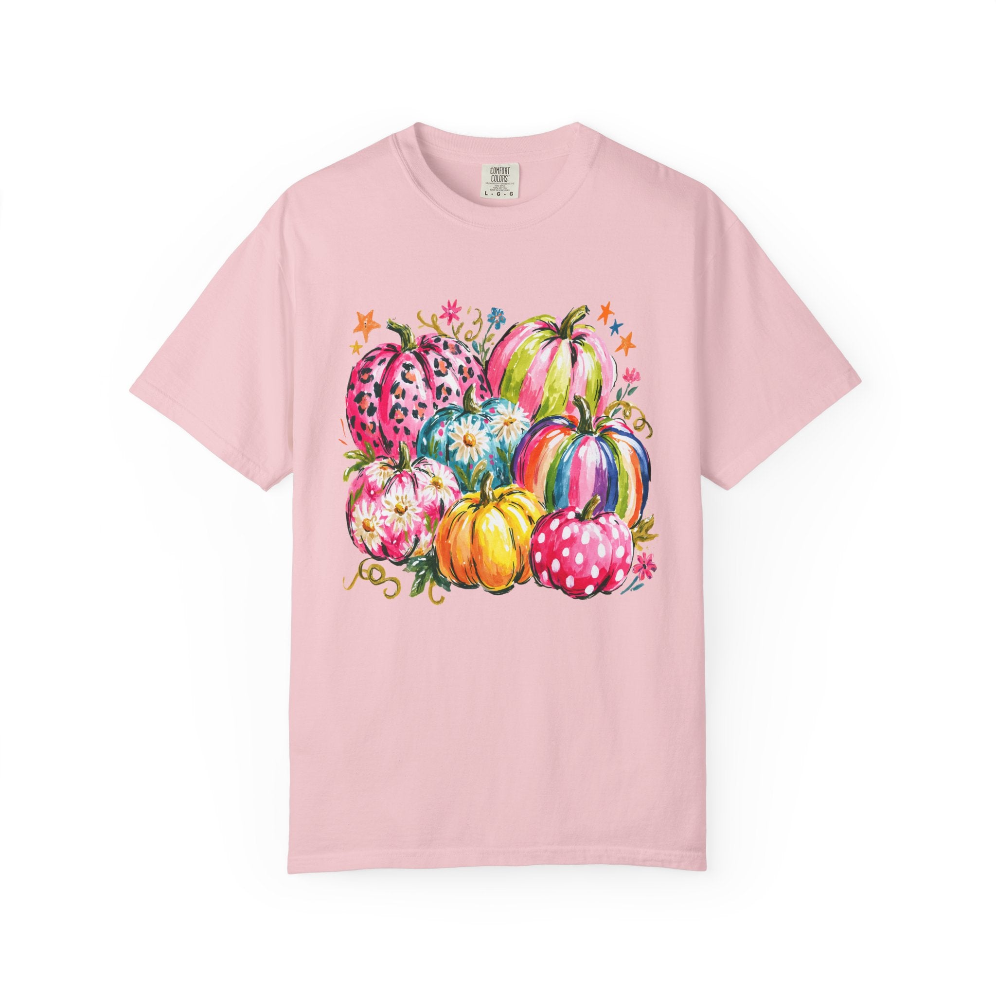 Watercolor Rainbow Pumpkins T Shirt Colorful Fall Harvest Tee
