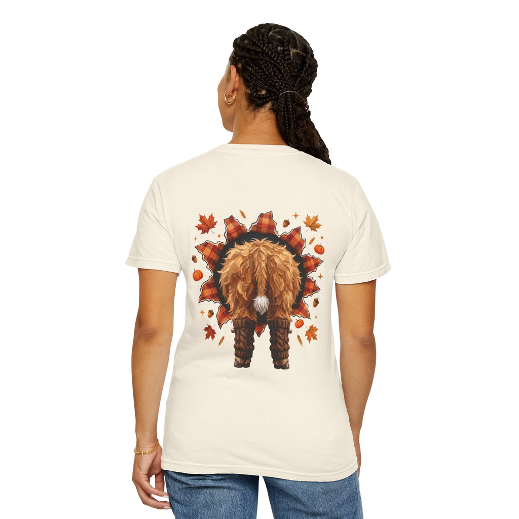 Highland Cow Autumn Tee Shirt Cute Fall Plaid Calf Design