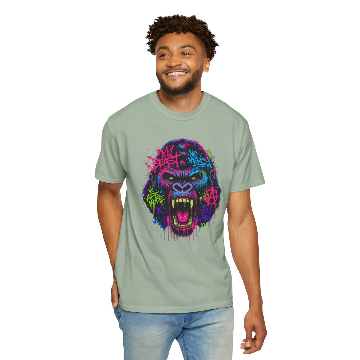Gorilla Graffiti T Shirt Neon Street Art Ape Design