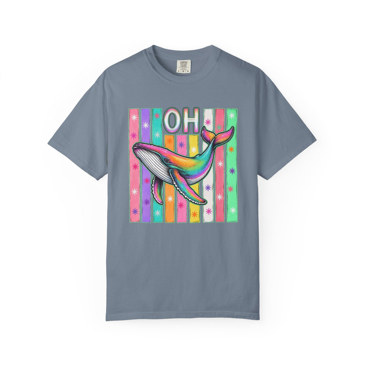 Oh Rainbow Whale T Shirt Retro Striped Graphic Tee