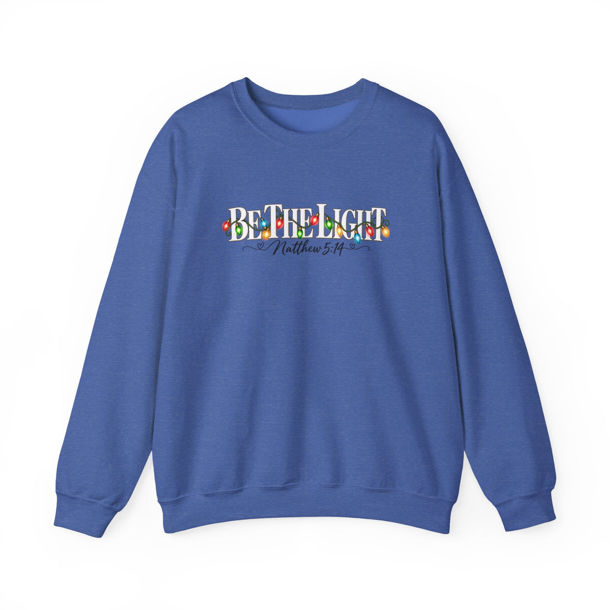 Be The Light Christmas Sweatshirt, Matthew 5:14 Christian Crewneck, Christmas Lights Faith Sweatshirt, Inspirational Holiday Gift