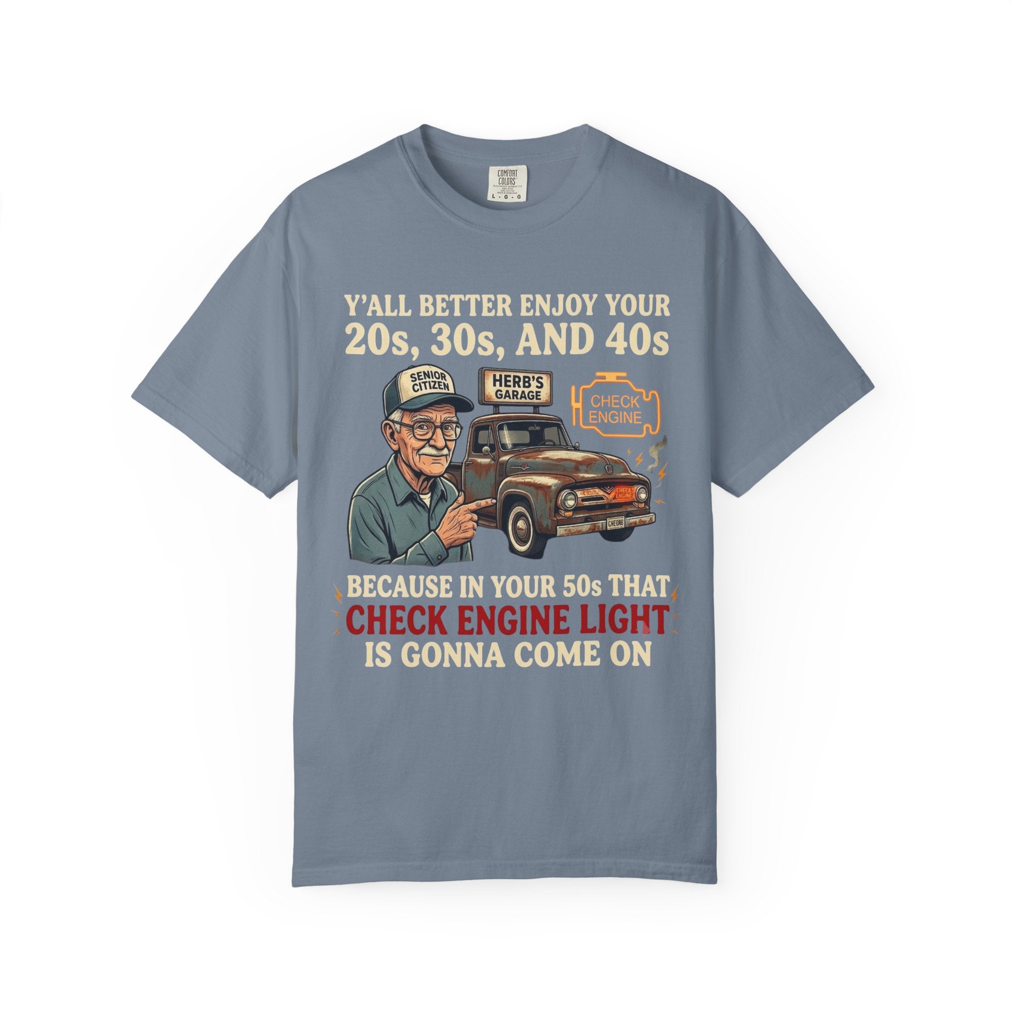 Check Engine Light Tee Shirt Funny Vintage Grandpa Truck Tee