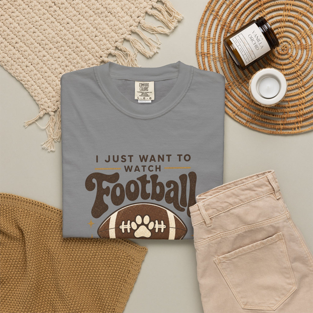 Football and Dog T Shirt I Just Want to Watch Football and Hang Out With My Dog Graphic Tee