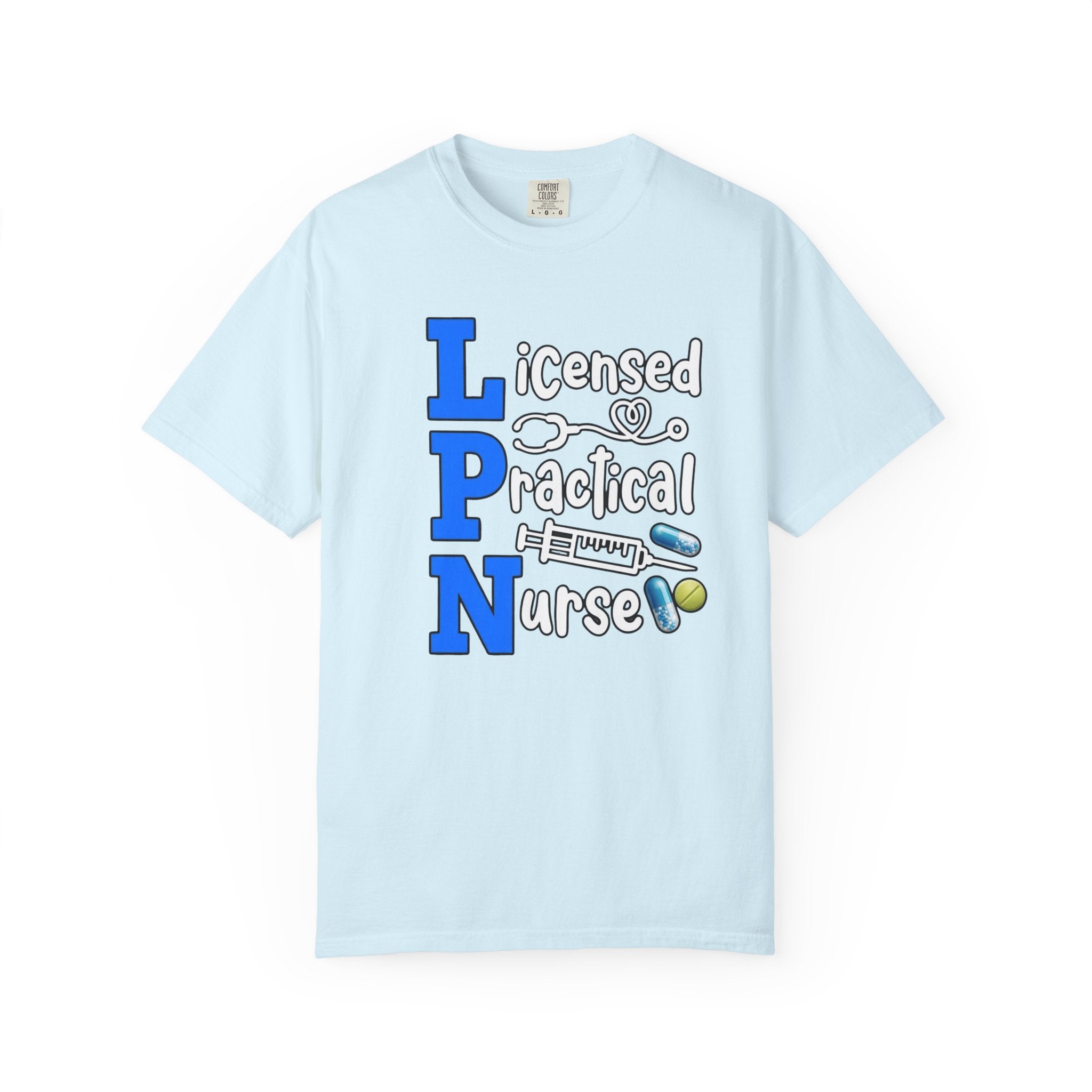 LPN Licensed Practical Nurse Graphic T-Shirt Cute Medical Badge & Pills Design