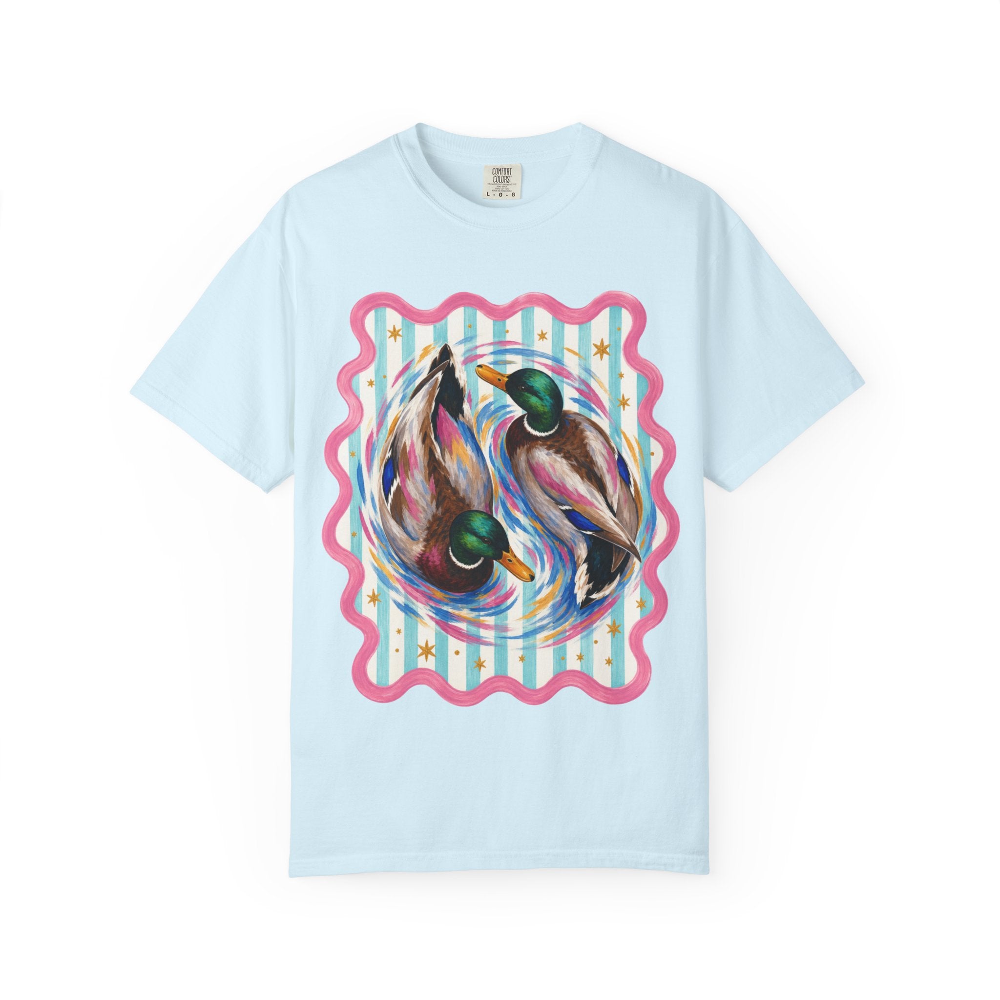 Mallard Duck Art T Shirt Colorful Paired Ducks Graphic Tee