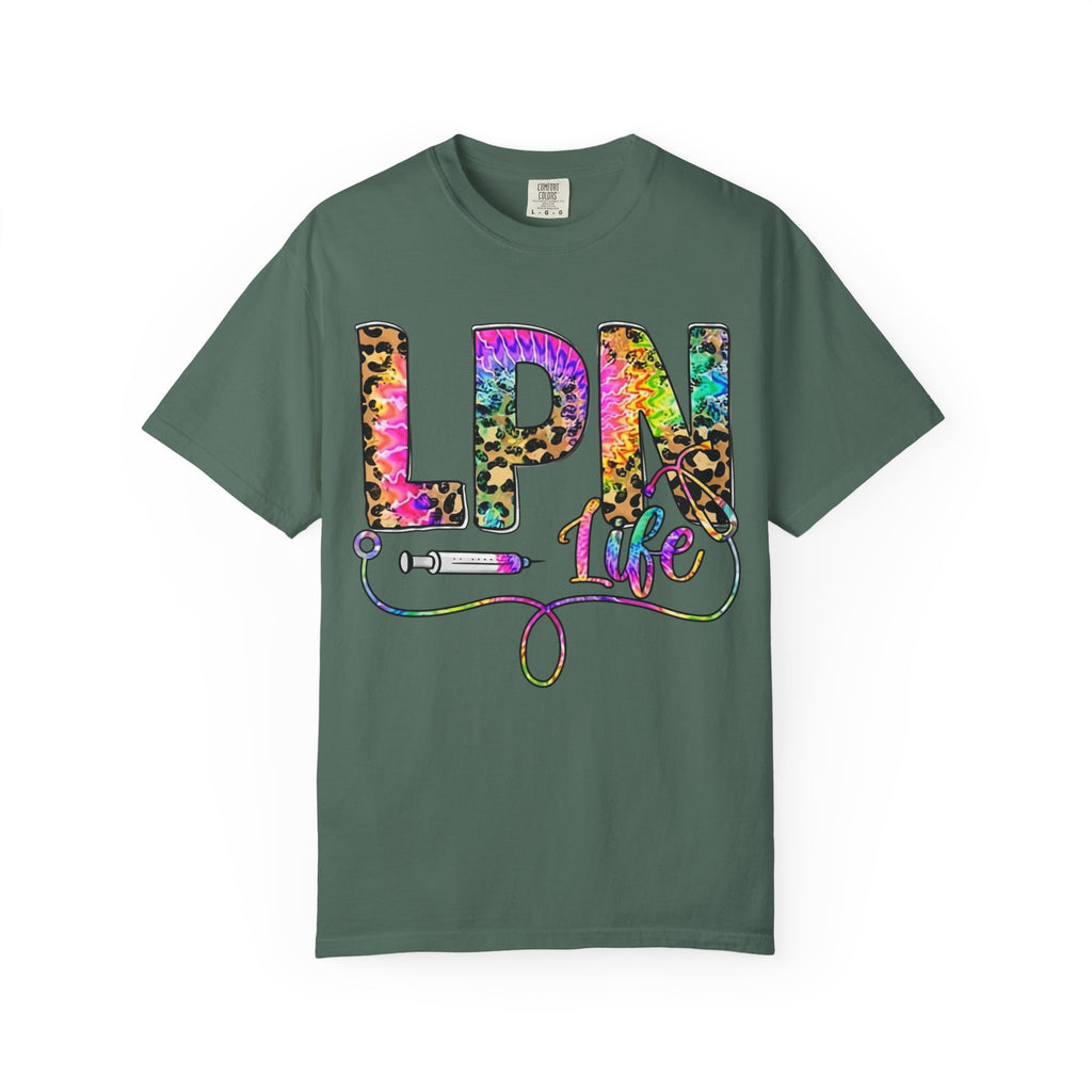 LPN Life T Shirt Colorful Leopard Stethoscope Nursing Tee