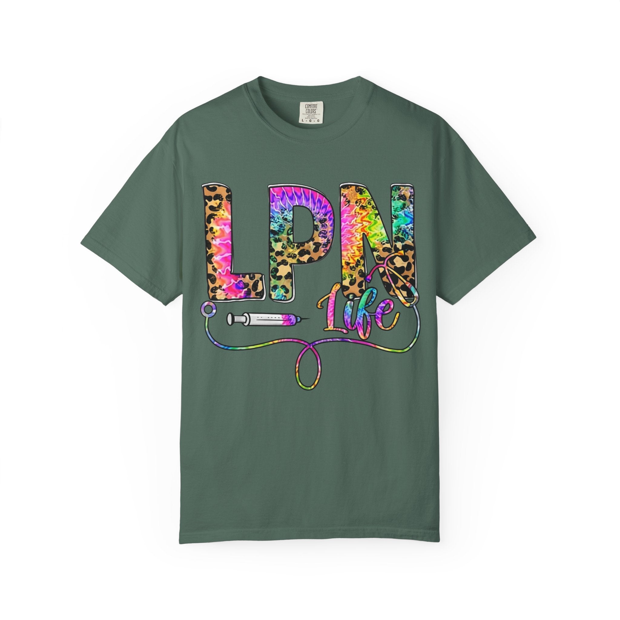 LPN Life T Shirt Colorful Leopard Stethoscope Nursing Tee