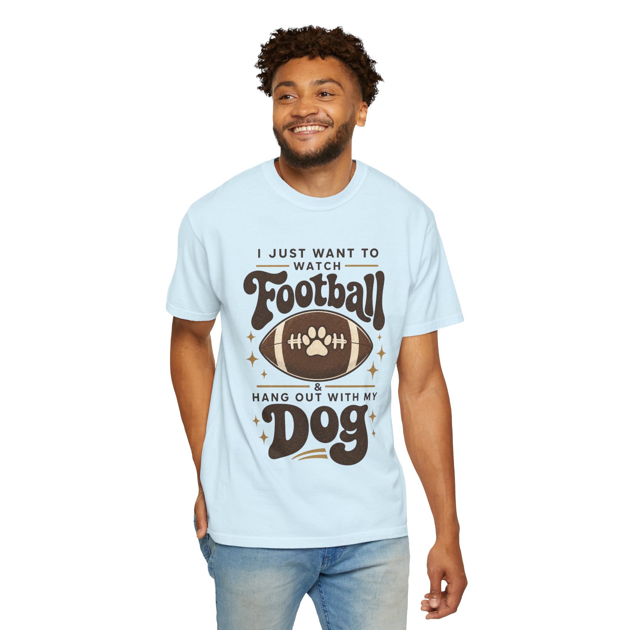 Football and Dog T Shirt I Just Want to Watch Football and Hang Out With My Dog Graphic Tee
