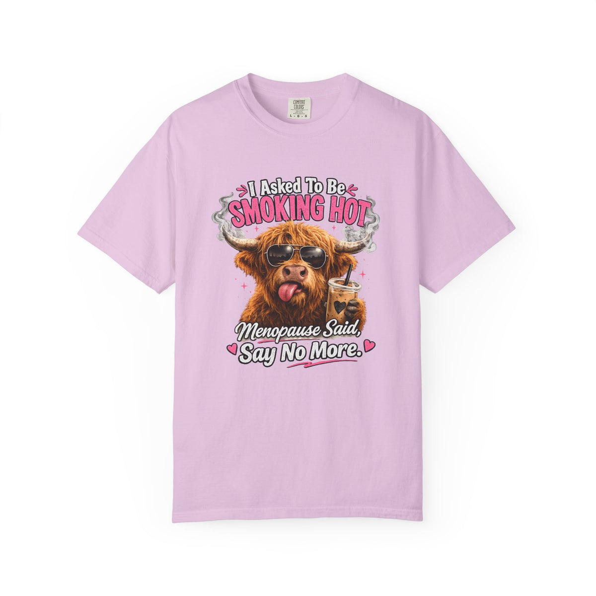 Menopause Smoking Hot T-Shirt Funny Cow with Sunglasses & Drink