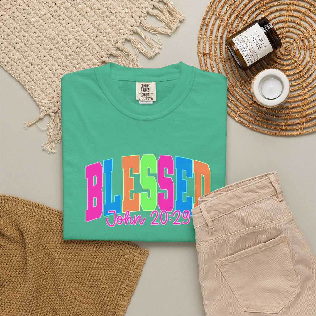 Blessed John 20:23 T shirt | Colorful Retro Gospel Tee