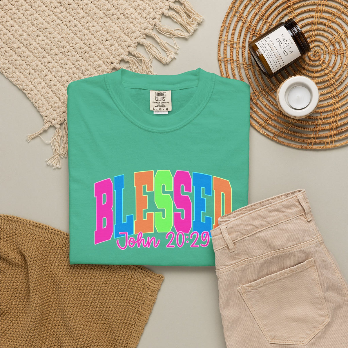 Blessed John 20:23 T shirt | Colorful Retro Gospel Tee