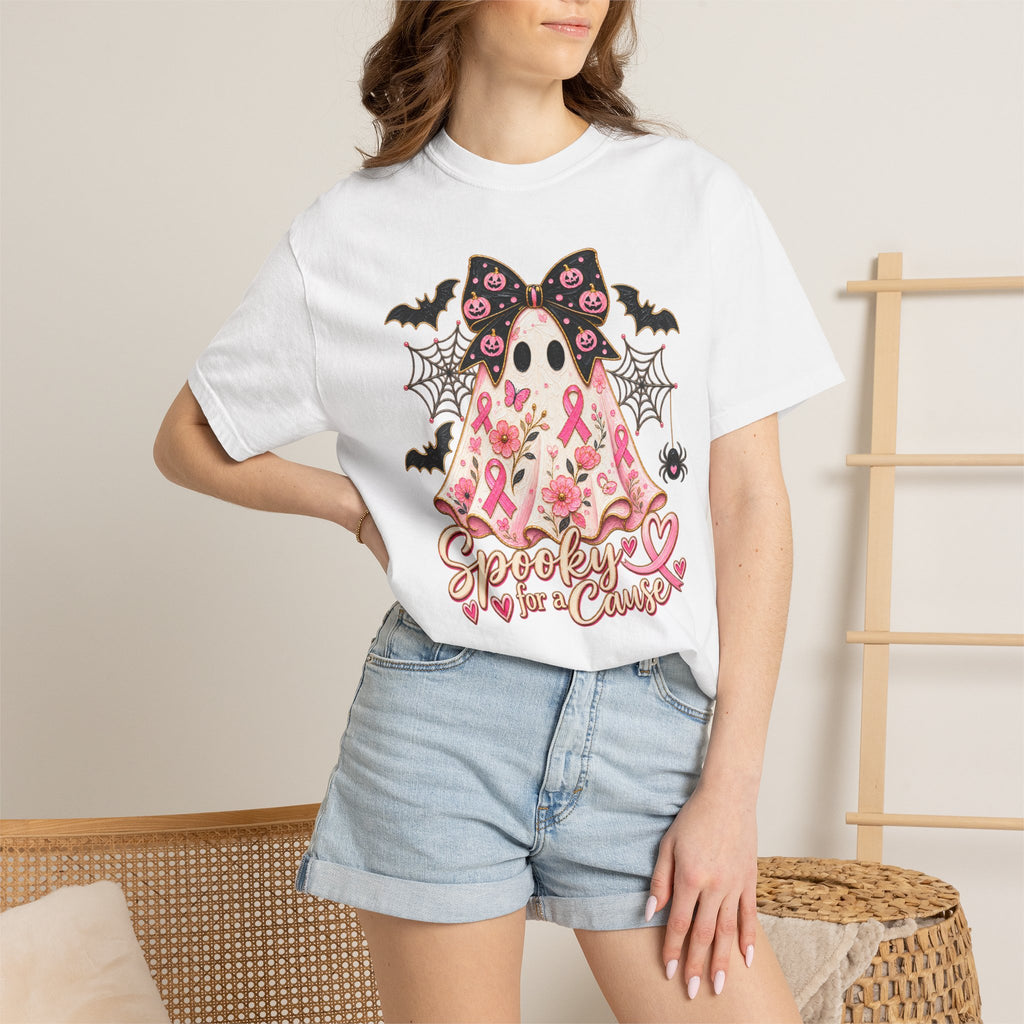 Pink Ribbon Ghost T shirt | Halloween Breast Cancer Awareness