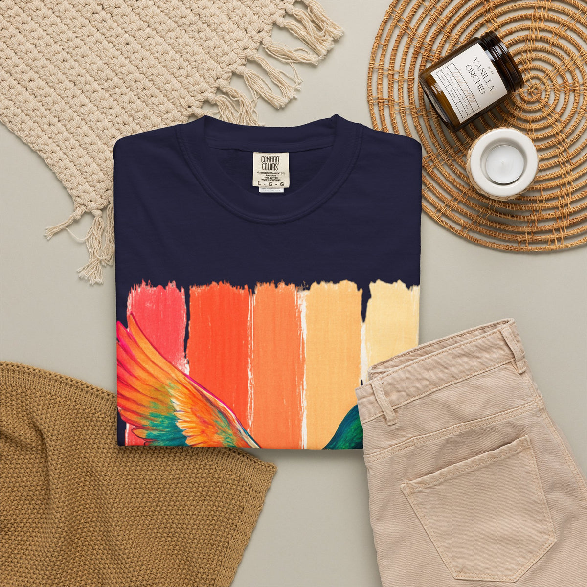 Mallard Duck Graphic T Shirt Vintage Sunset Stripes
