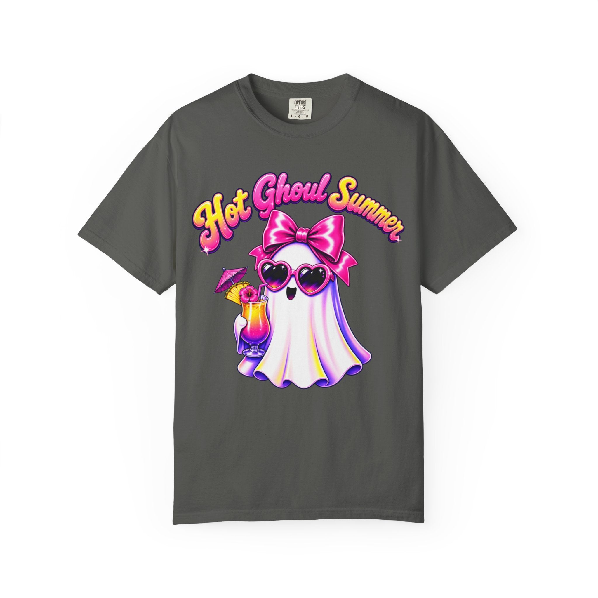 Hot Ghoul Summer T Shirt Cute Retro Ghost Tee with Sunglasses and Cocktail