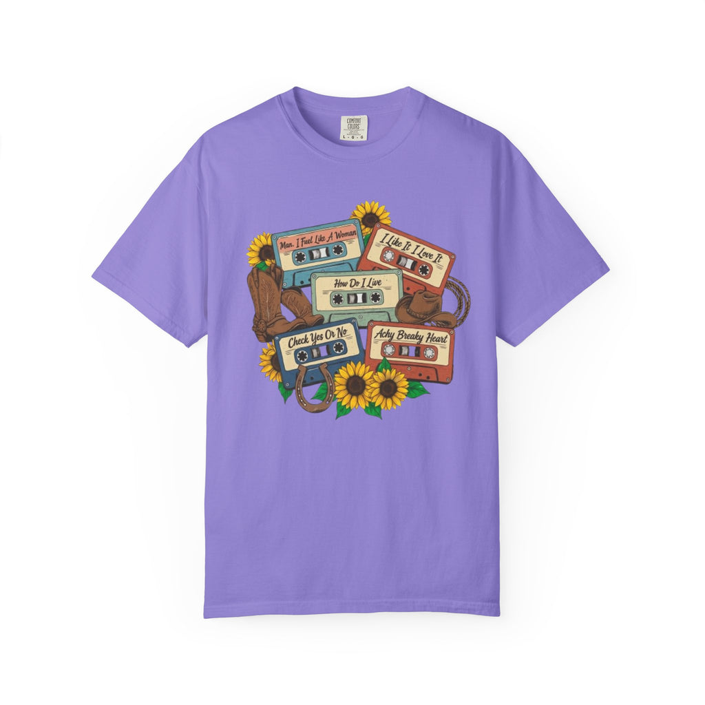 Cassette Mix T Shirt Retro Sunflower Tape Design