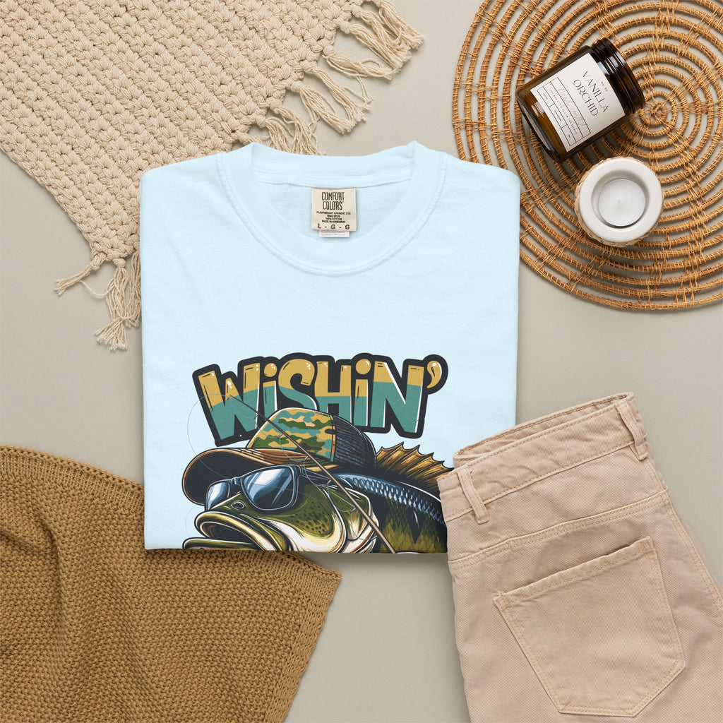 Fishing Graphic T Shirt Wishin Was Fishin Vintage Bass Tee