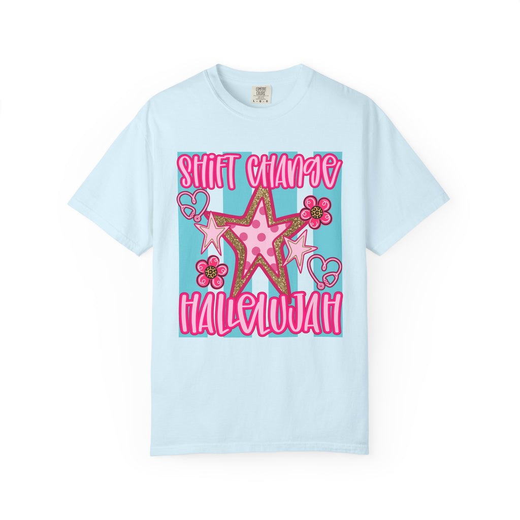 Shift Change Hallelujah T Shirt Cute Pink Star Nurse Worker Tee