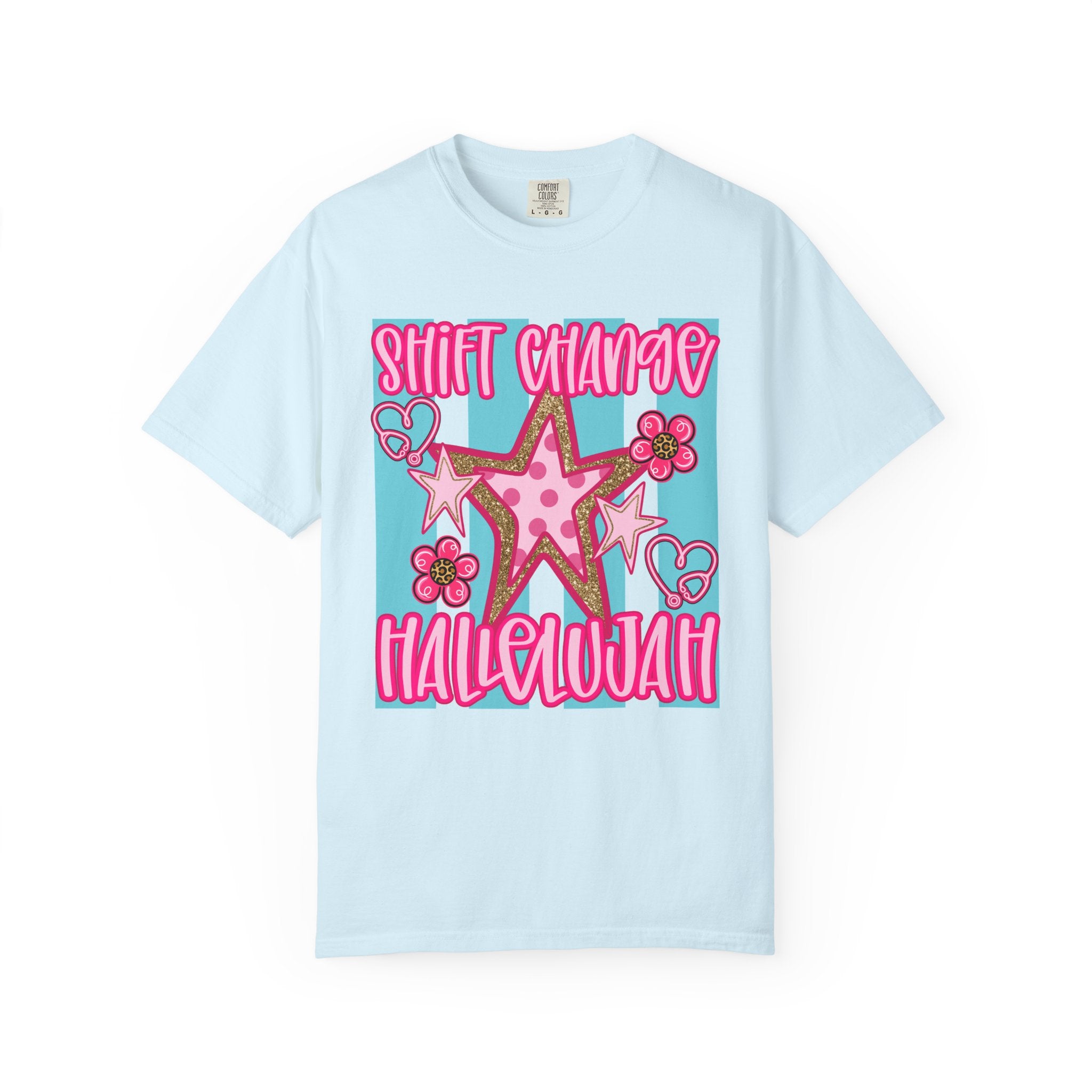 Shift Change Hallelujah T Shirt Cute Pink Star Nurse Worker Tee