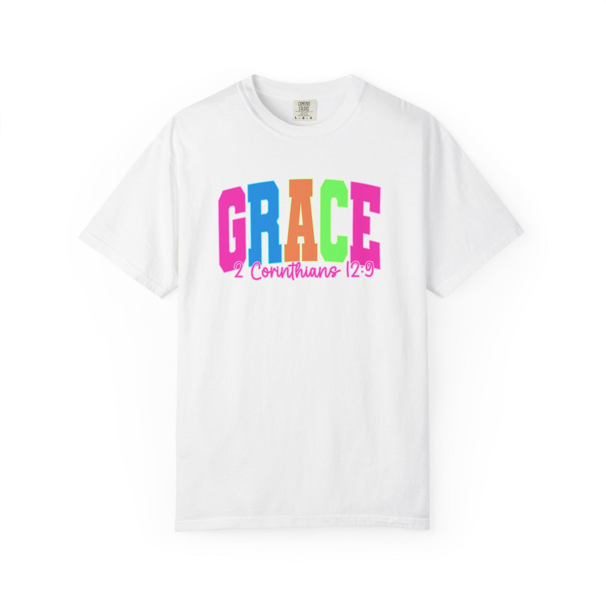 Grace Graphic Comfort Colors T Shirt  2 Corinthians 12 9 Colorblock Faith Tee
