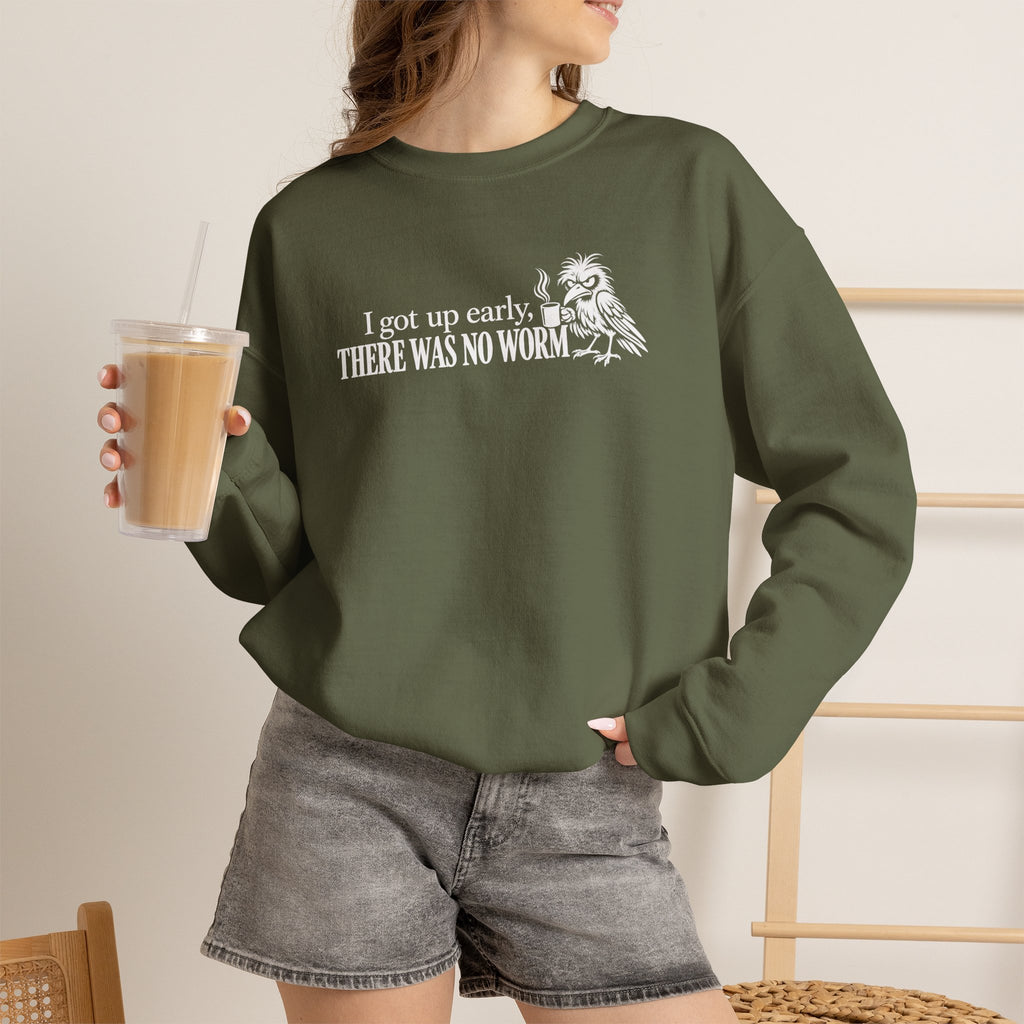 I Got Up Early There Was No Worm Sweatshirt, Funny Bird Coffee Crewneck, Sarcastic Morning Shirt, Grumpy Bird Gift