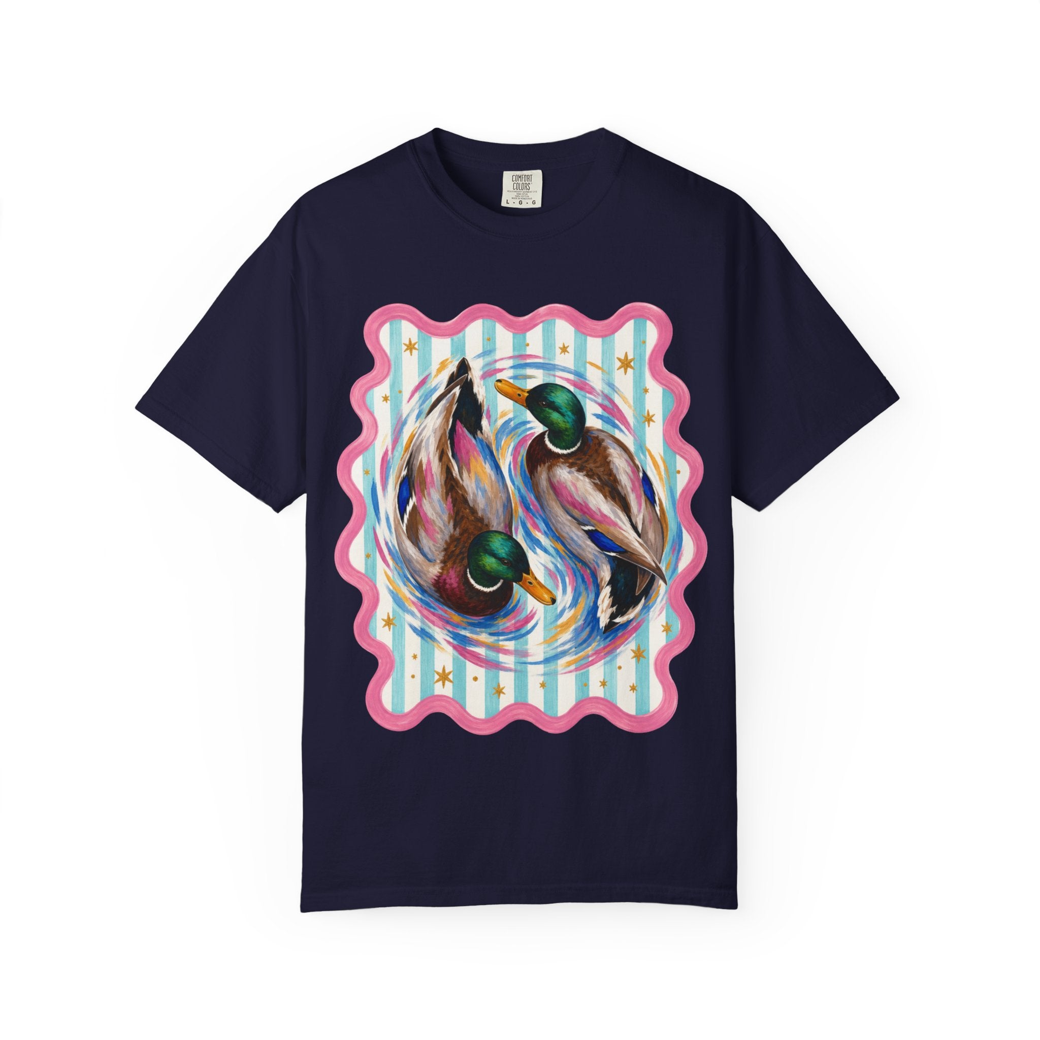 Mallard Duck Art T Shirt Colorful Paired Ducks Graphic Tee