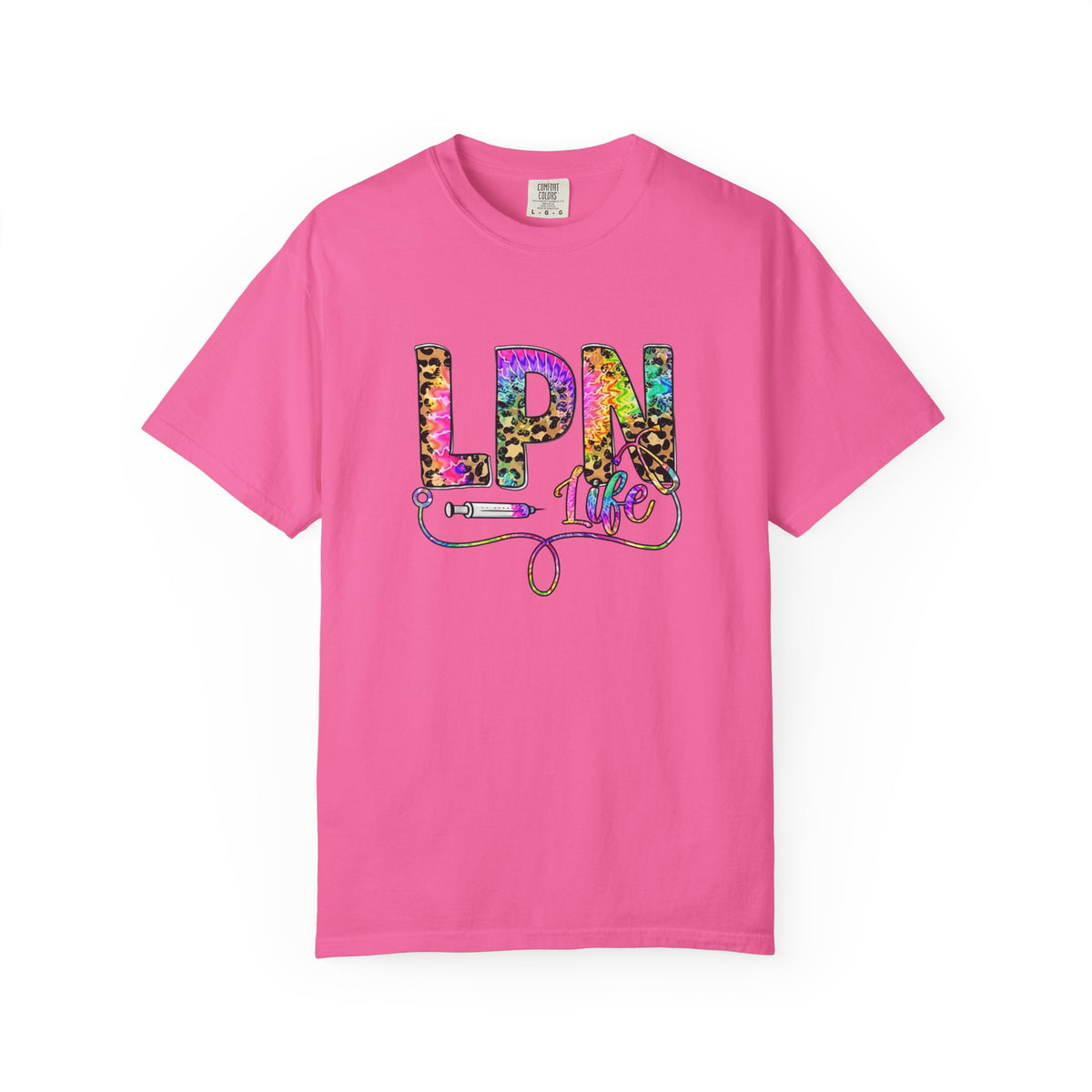 LPN Life T Shirt Colorful Leopard Stethoscope Nursing Tee