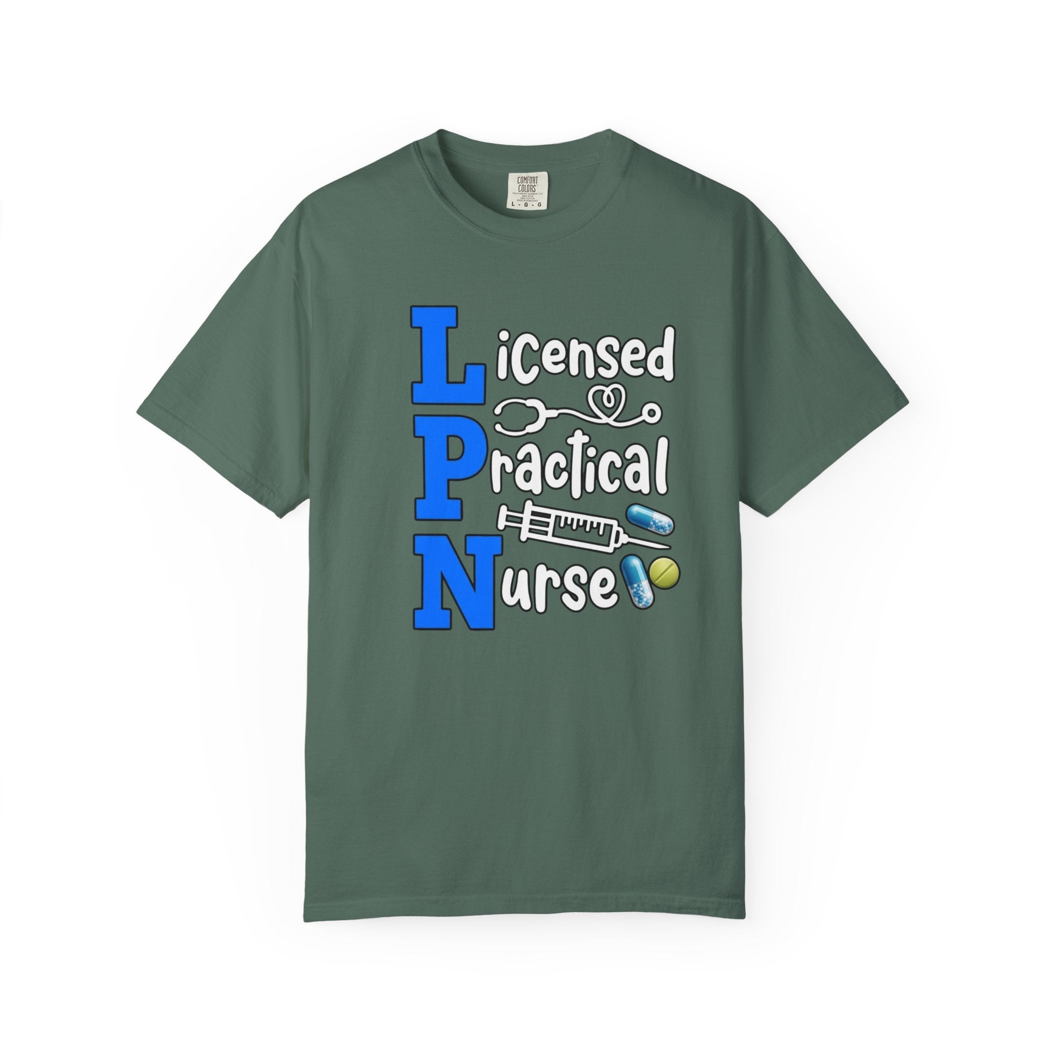 LPN Licensed Practical Nurse Graphic T-Shirt Cute Medical Badge & Pills Design