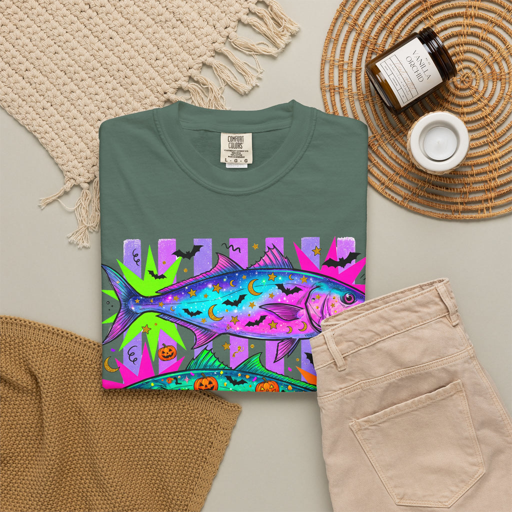 Bright Halloween Tropical Mackerel T-Shirt — Colorful Surf & Beach Fish Graphic Tee
