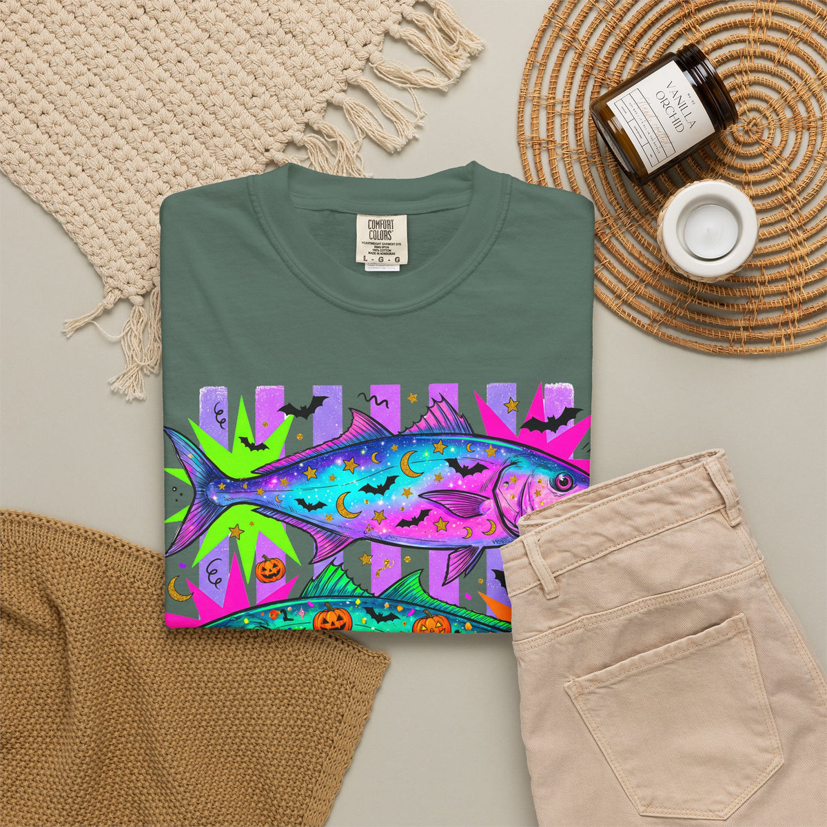 Bright Halloween Tropical Mackerel T-Shirt — Colorful Surf & Beach Fish Graphic Tee