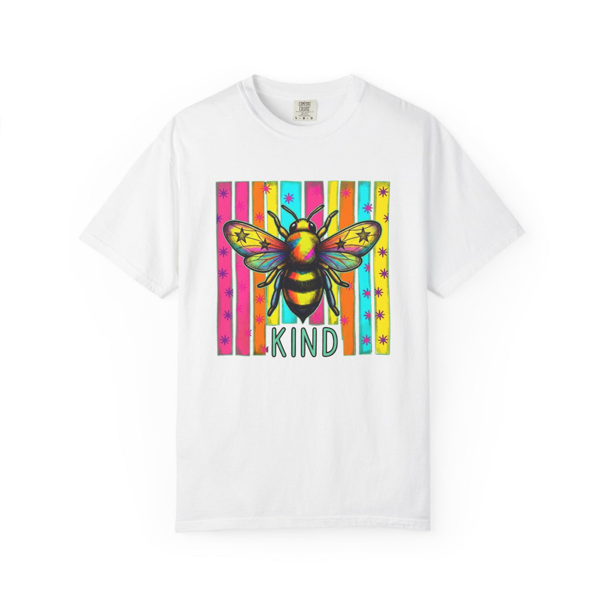 Bee Kind T Shirt Colorful Retro Striped Graphic Tee