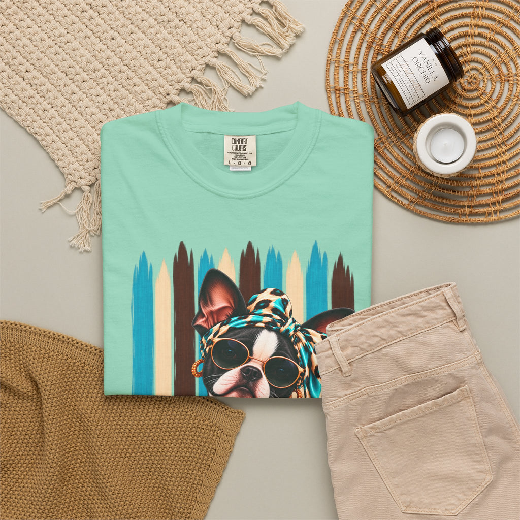 Boston Terrier Shirt, Trendy Dog Mom Tee, Artsy Dog Lover Gift, Comfort Colors T-Shirt, Sassy Boutique Dog Graphic Tee