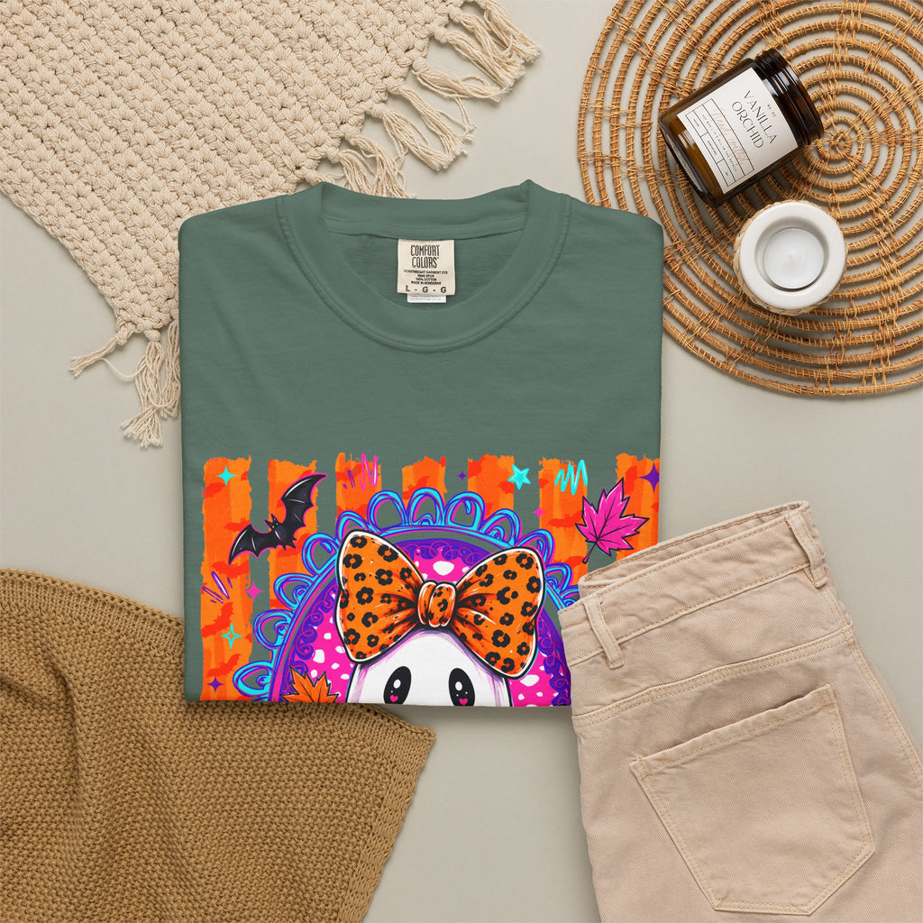 Halloween Ghost Tee Cute Polka Dot Bow Ghost Graphic T Shirt