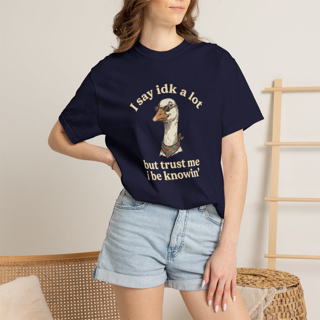 Funny Goose T Shirt Say Idk a Lot But Trust Me I Be knowin Graphic Tee