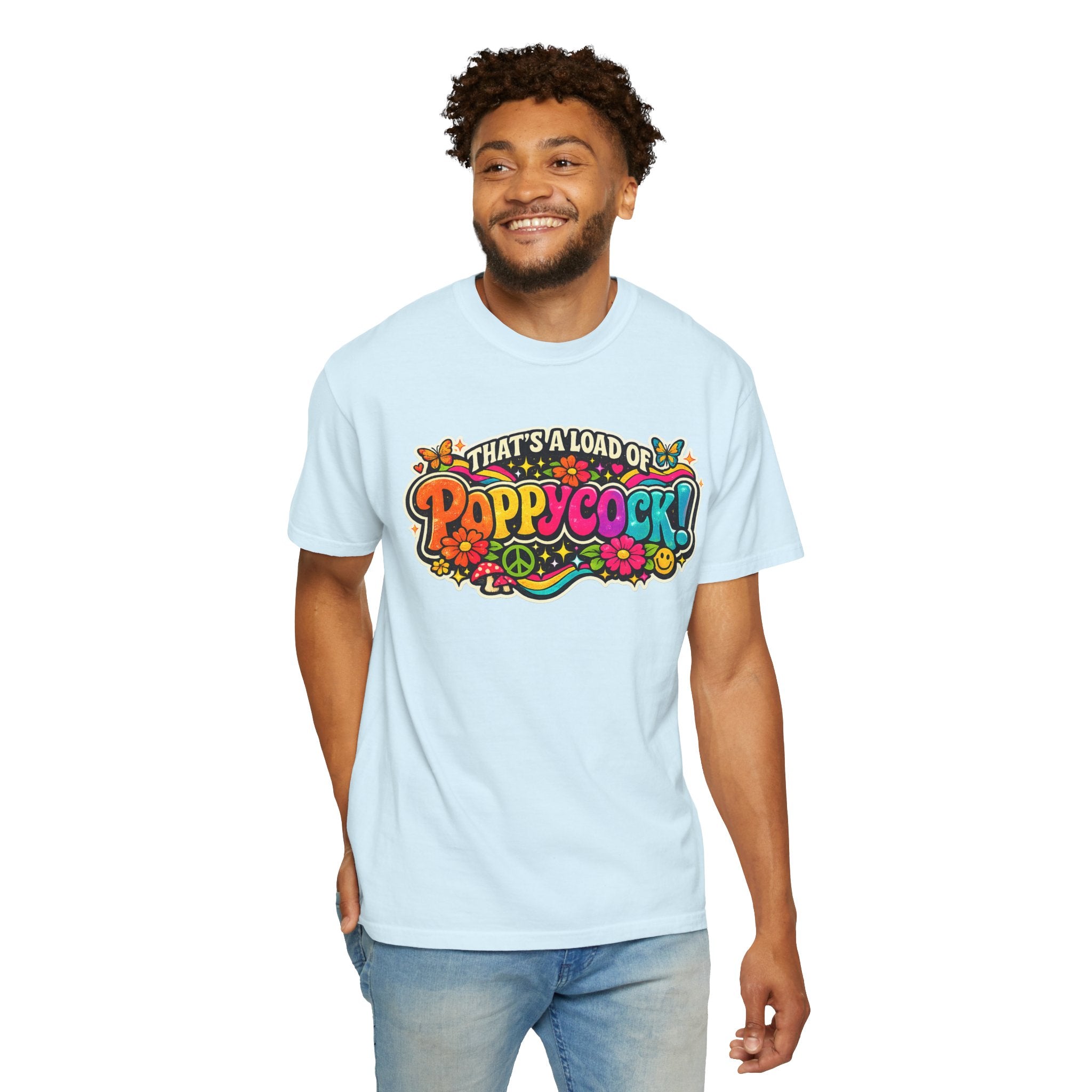 Poppycock Retro Hippie T Shirt  That’s a Load of Poppycock Colorful Vintage Floral Tee