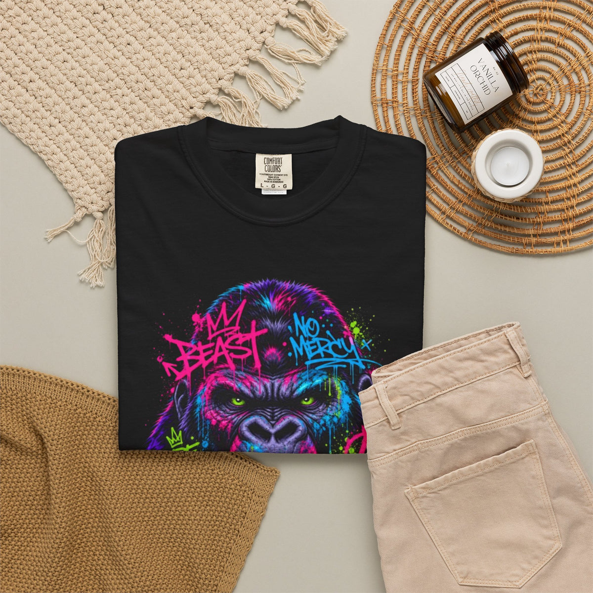 Gorilla Graffiti T Shirt Neon Street Art Ape Design