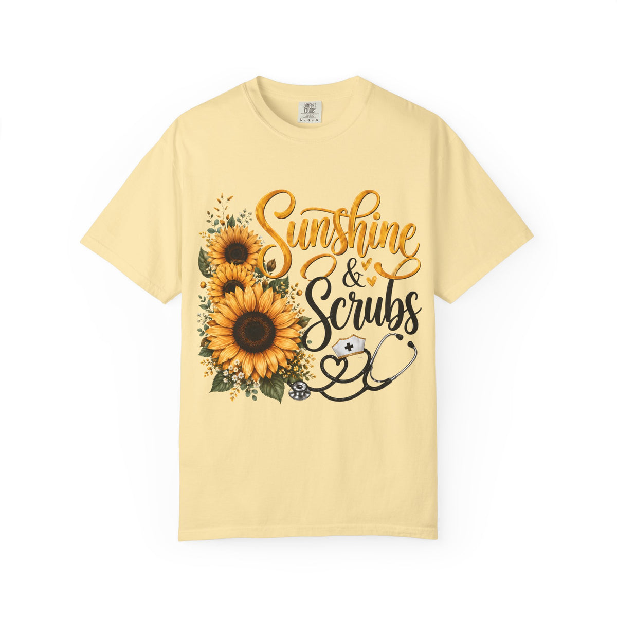 Sunshine and Scrubs Sunflower Nurse T Shirt