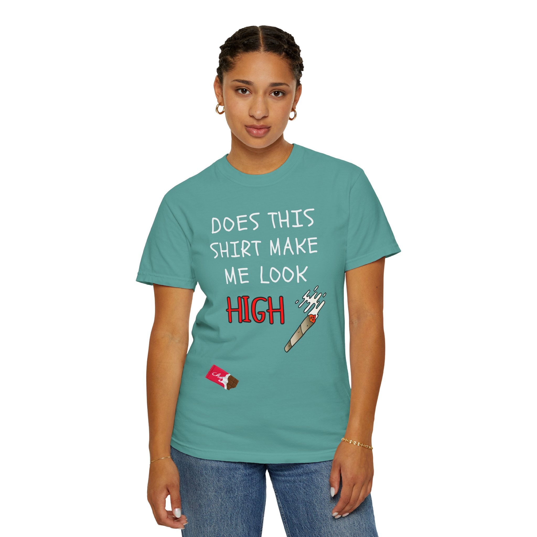 Does This Shirt Make Me Look High T‑Shirt  Funny Stoner Cannabis Graphic Tee