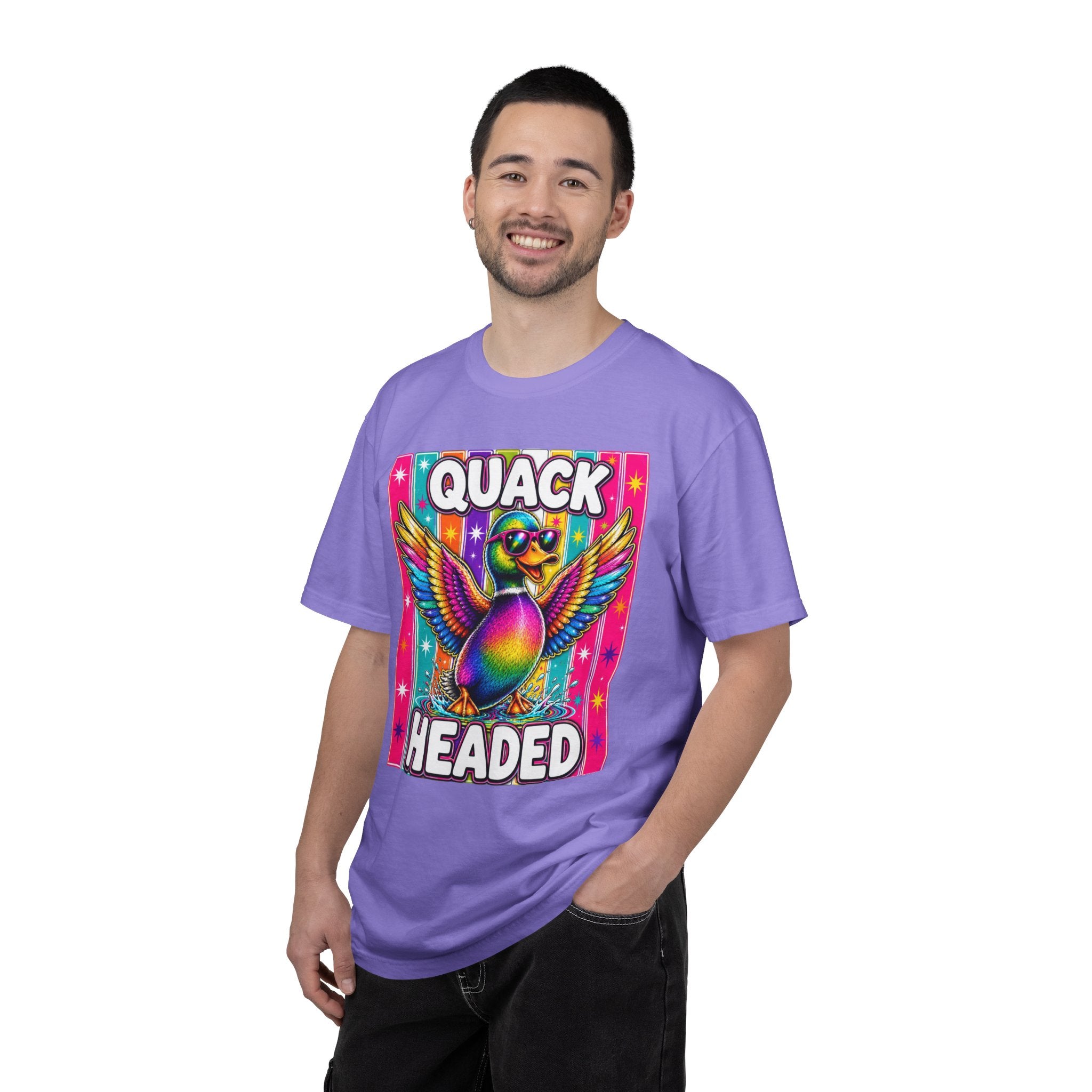 Quack Headed Duck T Shirt Vibrant Retro Rainbow Duck Graphic Tee