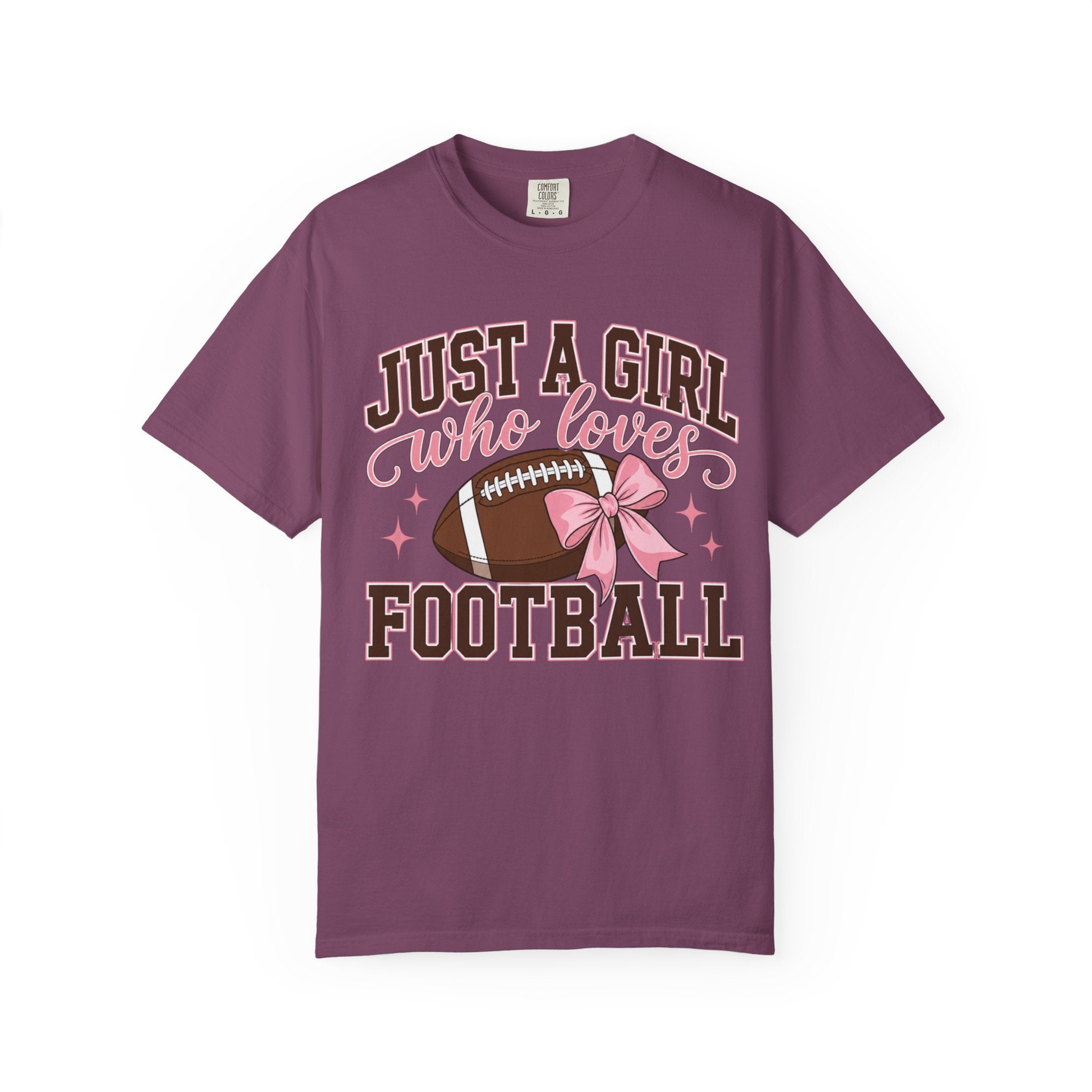 Just A Girl Who Loves Football T Shirt Pink Bow Football Tee