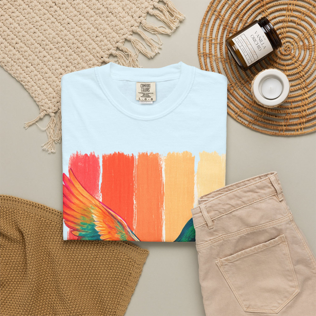 Mallard Duck Graphic T Shirt Vintage Sunset Stripes
