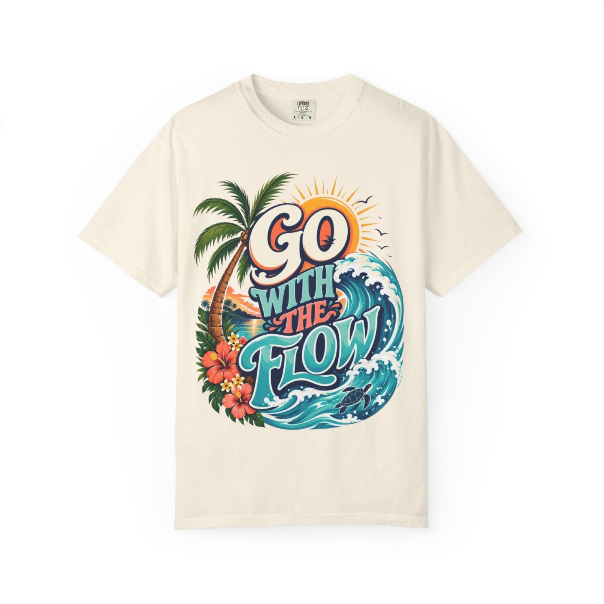 Go With The Flow T-Shirt Tropical Surf Graphic Tee
