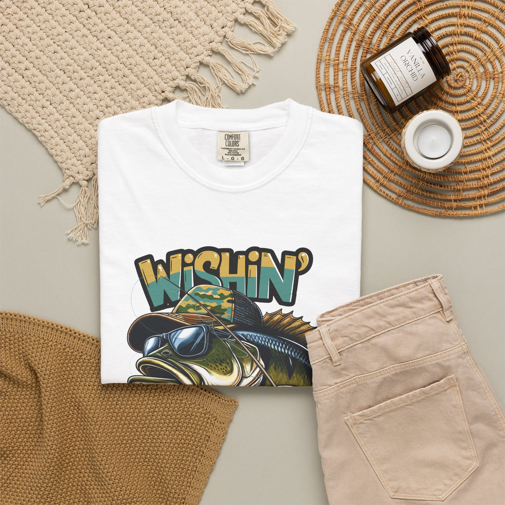 Fishing Graphic T Shirt Wishin Was Fishin Vintage Bass Tee