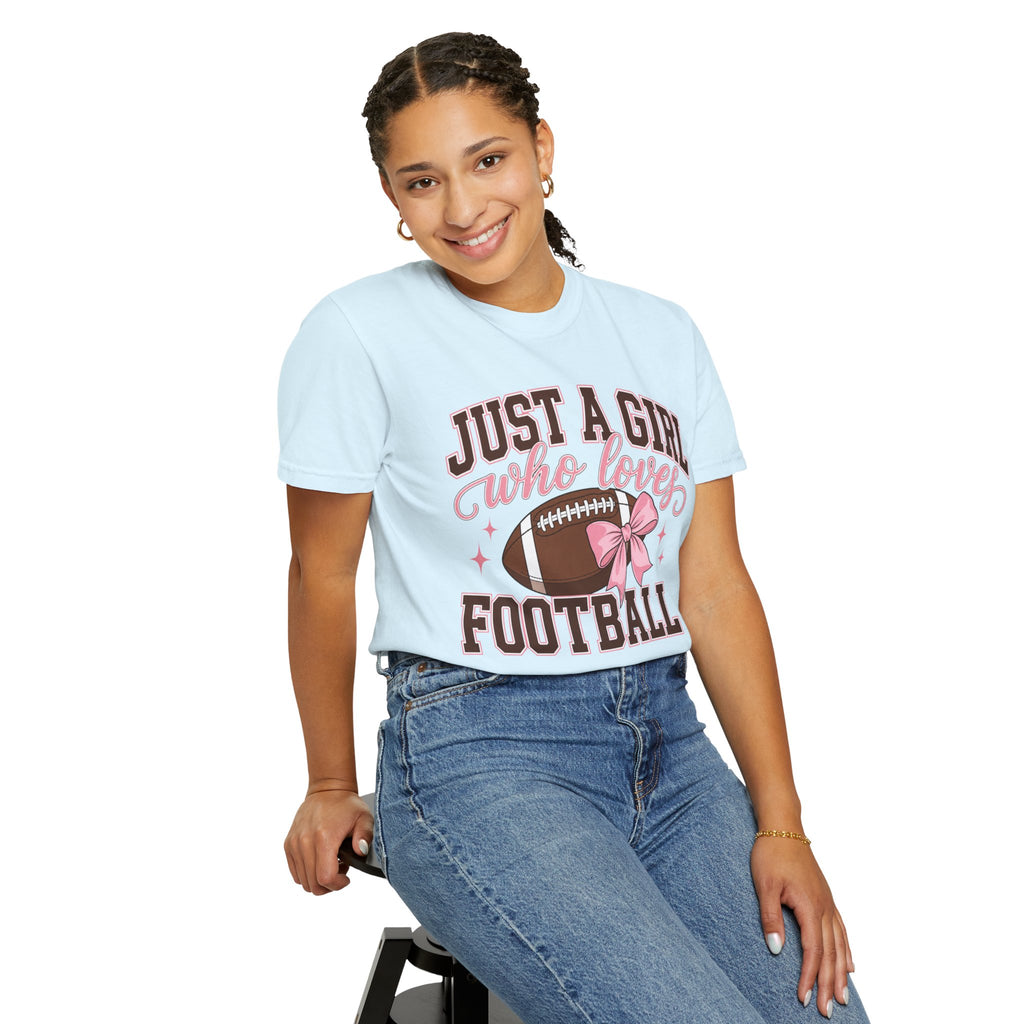 Just A Girl Who Loves Football T Shirt Pink Bow Football Tee