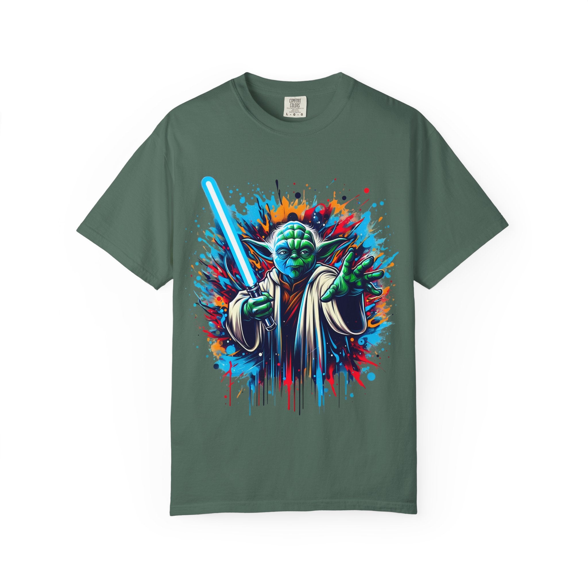 Galactic Jedi Warrior T Shirt Yoda Lightsaber Graphic Tee
