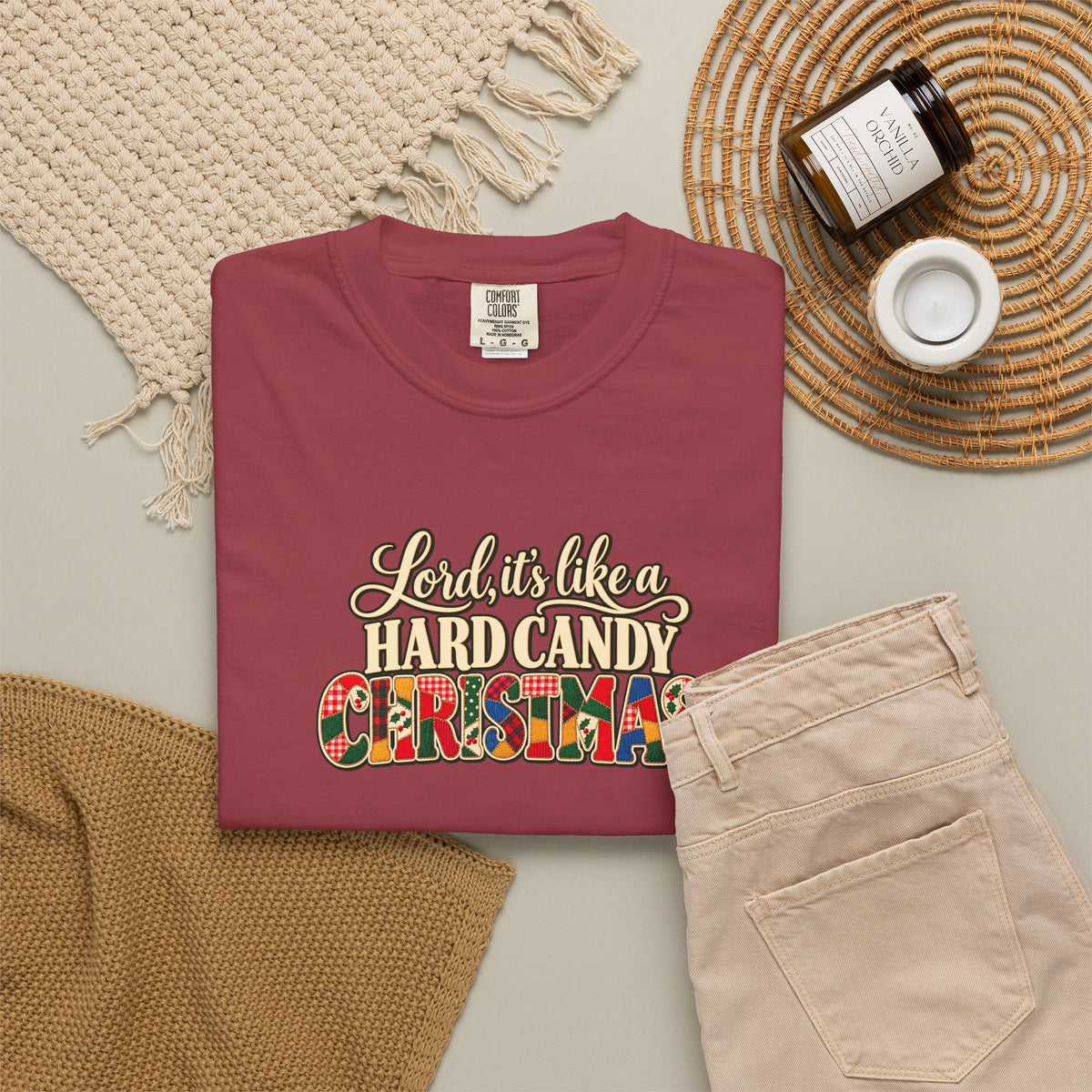 Hard Candy Christmas Shirt, Vintage Patchwork Christmas Tee, Retro Country Holiday Shirt, Coordinating Couple Christmas Shirts